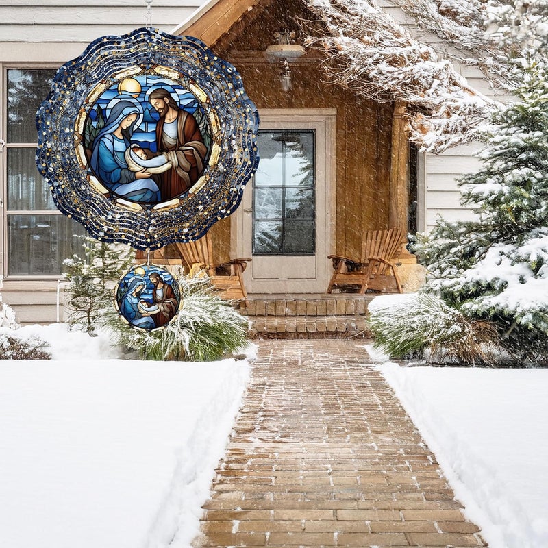 Romart Nativity Wind Spinners Outdoor, Christian Gifts Garden Hanging Wind Spinner, Christmas Religious 3D Stainless Steel Outdoor Decor for Patio Yard Lawn - Image 4
